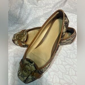 Michael Kors Patterned Brown and Tan Flats